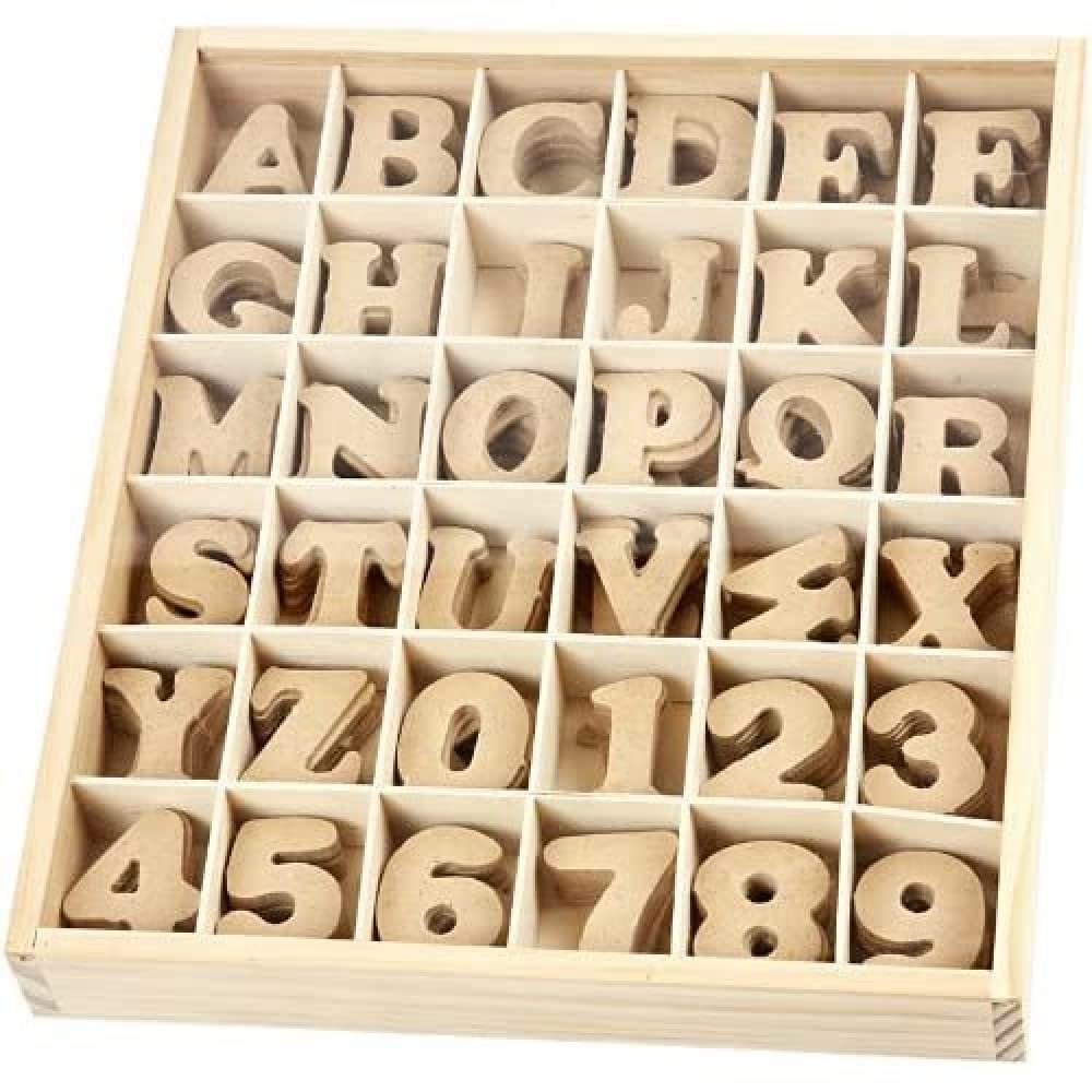 Creativ Mdf 288 - Set di lettere e numeri in legno