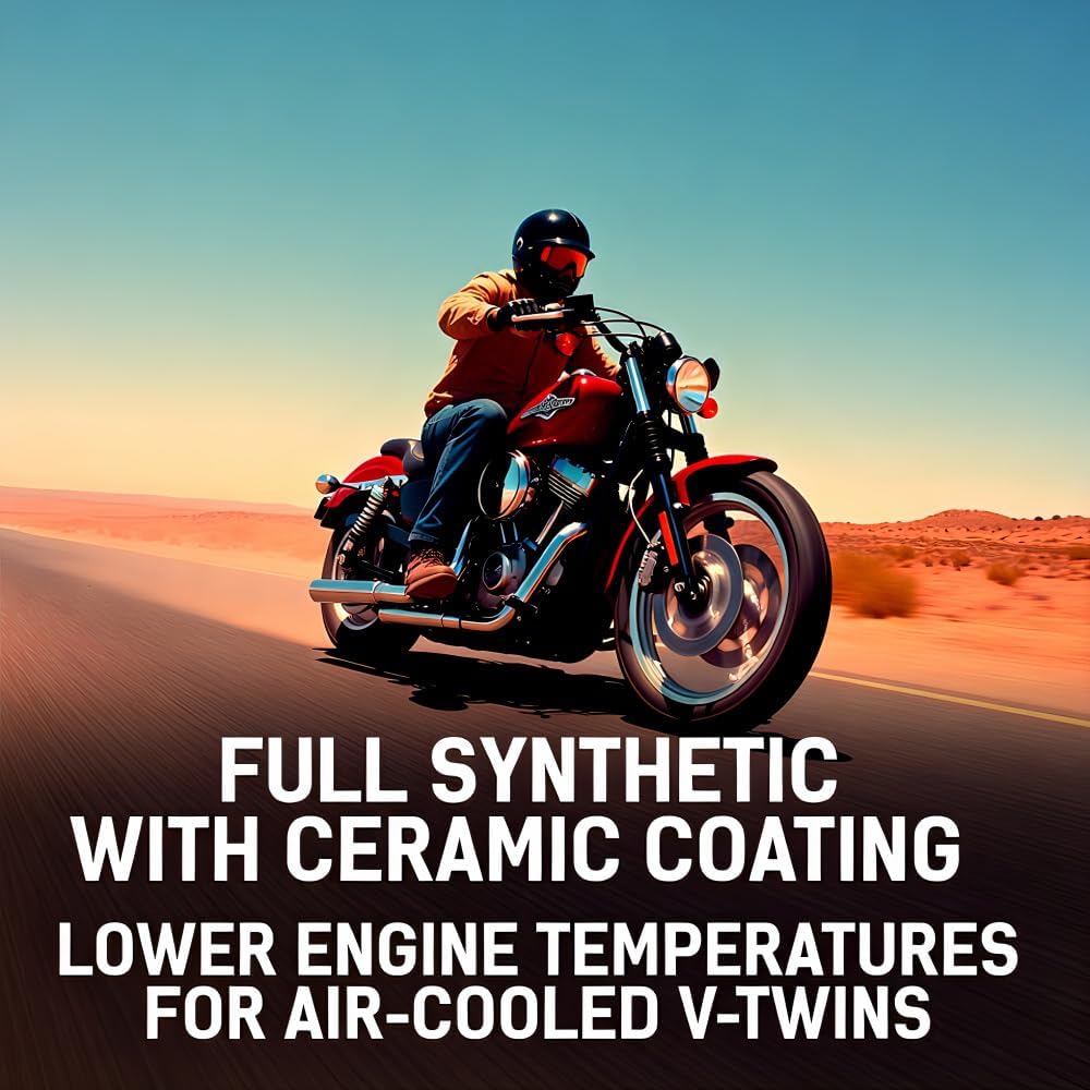 Patented 20W-50 Synthetic V-Twin Motorcycle Oil - Ceramic Coating Technology for Extreme Heat Resistance, Reduced Friction & Superior Wear Protection (1 Gallon)