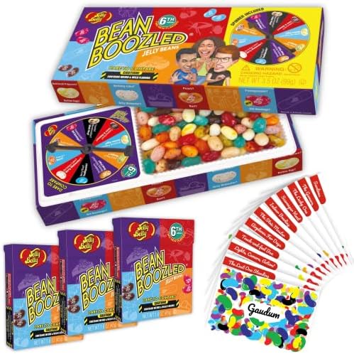 Jelly Belly Bean Boozled Jelly Beans Game NEW EDITION + 3 Beanboozled Jelly Bean Refills + 10 Gaudum Jelly Bean Game Cards | Kids Version