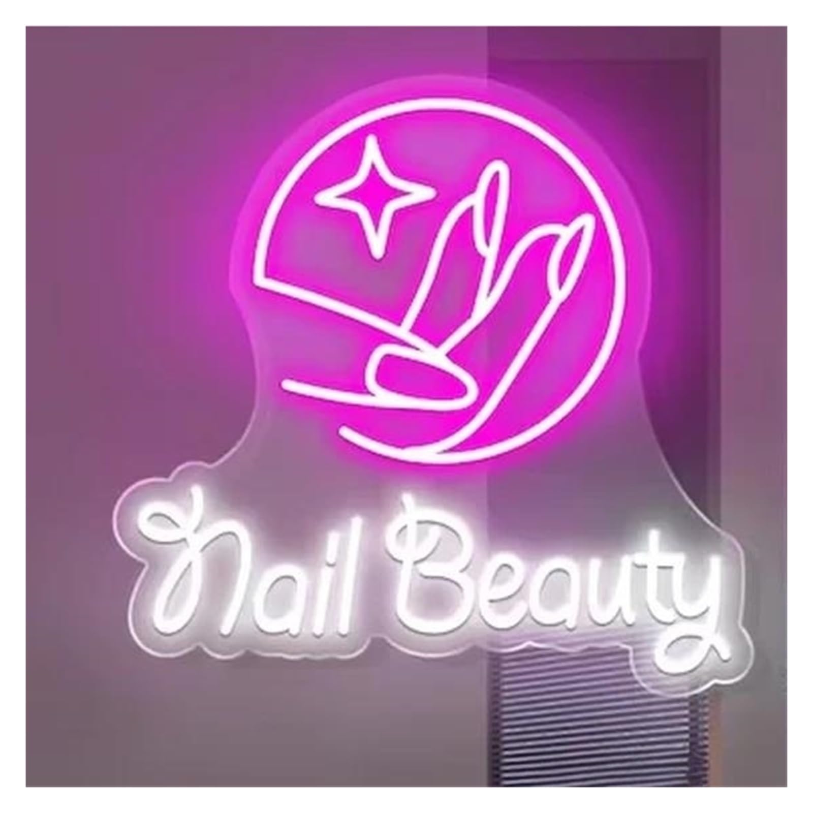 LEMST Signs Lamp Nail Beauty Neon Light Sign Light Dimmable USB Powered for Lashes Hair Brows Tattoo Room Wall Decoration 40cmx40cm(B)
