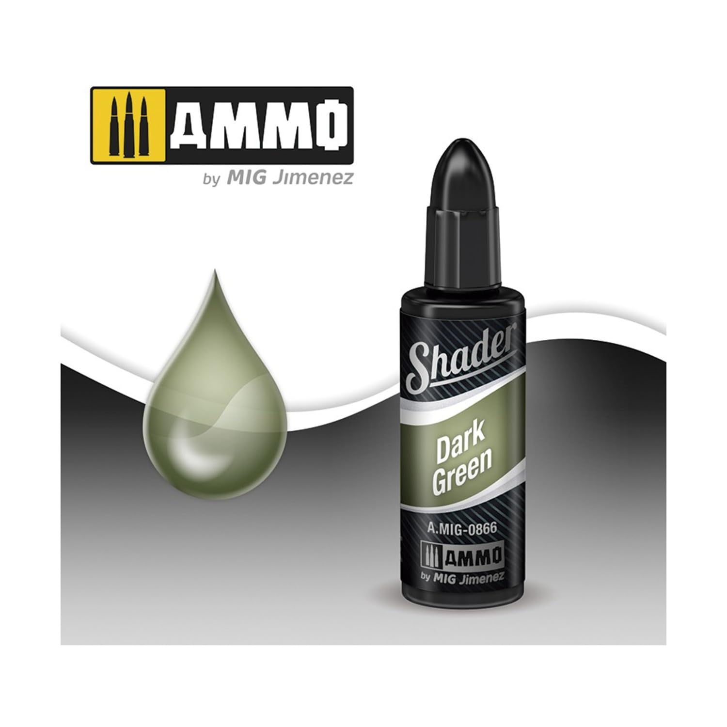 Ammo by MIG Dark Green Shader Acrylic Based Paint For Airbrush 10ml A.MIG-866