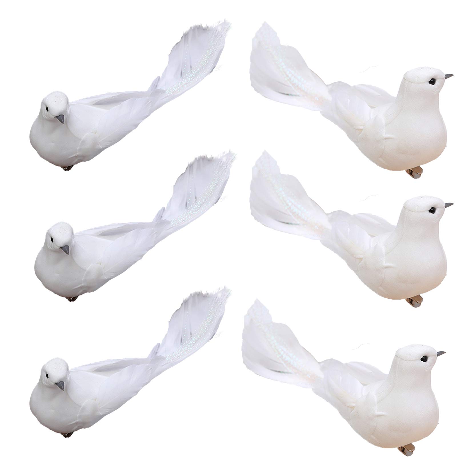 Amazon｜人工羽毛白鳥 長い尾の人工白鳩 人工フォーム クラフト鳥