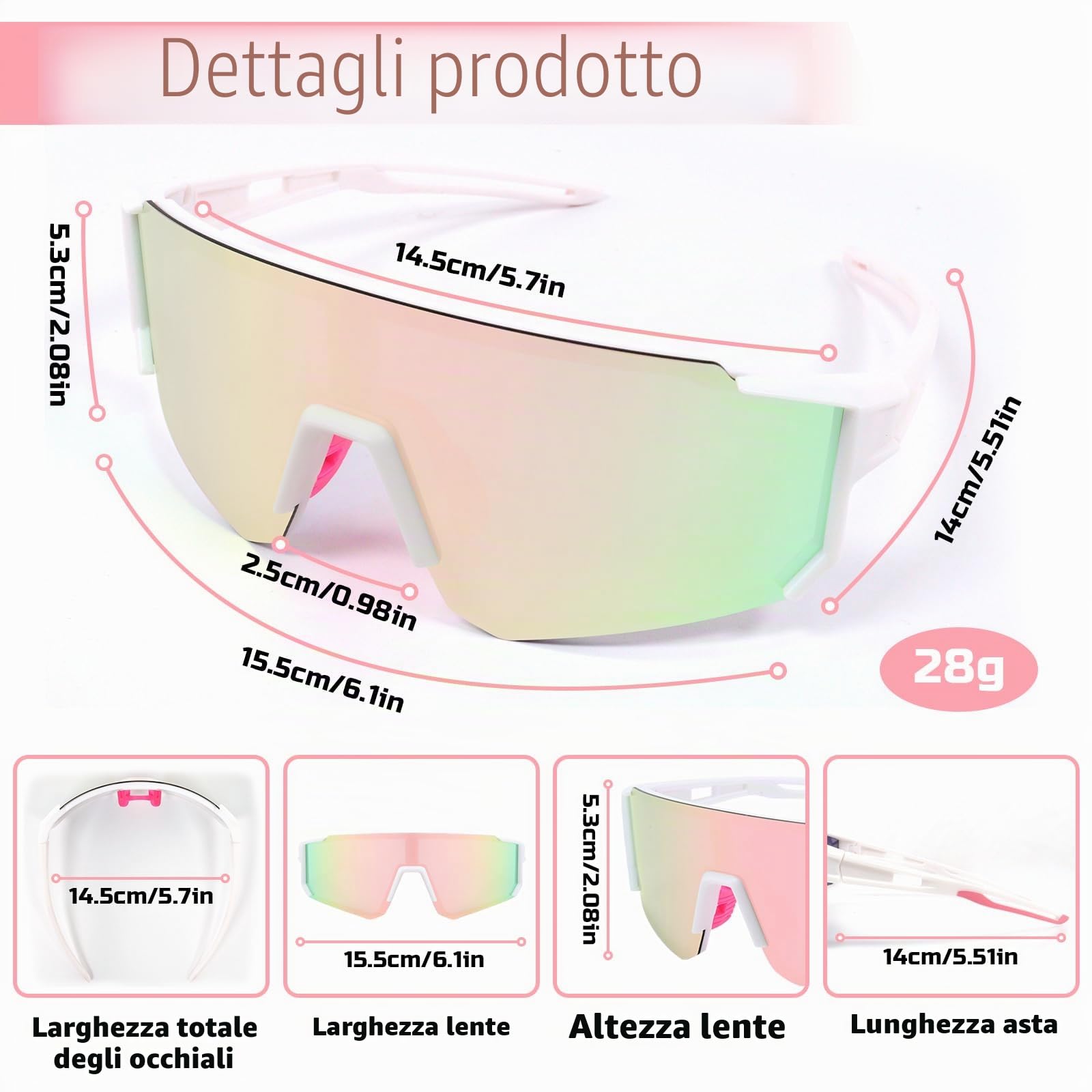 Occhiali veloci Occhiali da sole sportivi Uomo Donne Occhiali da sole polarizzati Occhiali da ciclismo Occhiali da corsa per MTB Ciclismo su strada Ciclismo Sci Ciclismo Corsa con UV400
