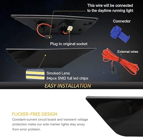 Miniatura 10 de Bestview Luces LED de lente ahumada para Honda Civic 10 generación 2016-2021 Coupe Hatchback con 2 bombillas T10 OEM # H02551127N