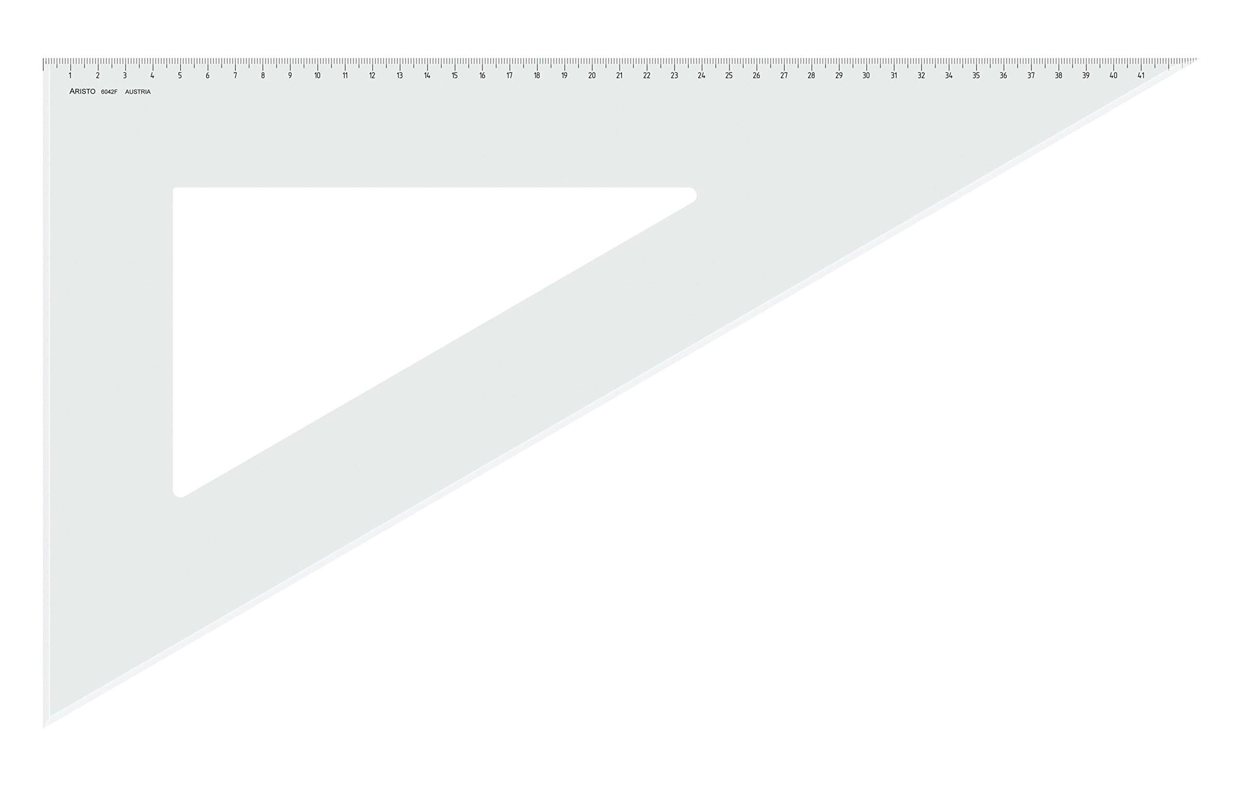 Aristo AR6042F trójkąt 60° z fasetką (długa cewka 420 mm, przeciwprostokątna 485 mm, odporne na ścieranie głębokie tłoczenie podziału, pleksiglas) przezroczysty