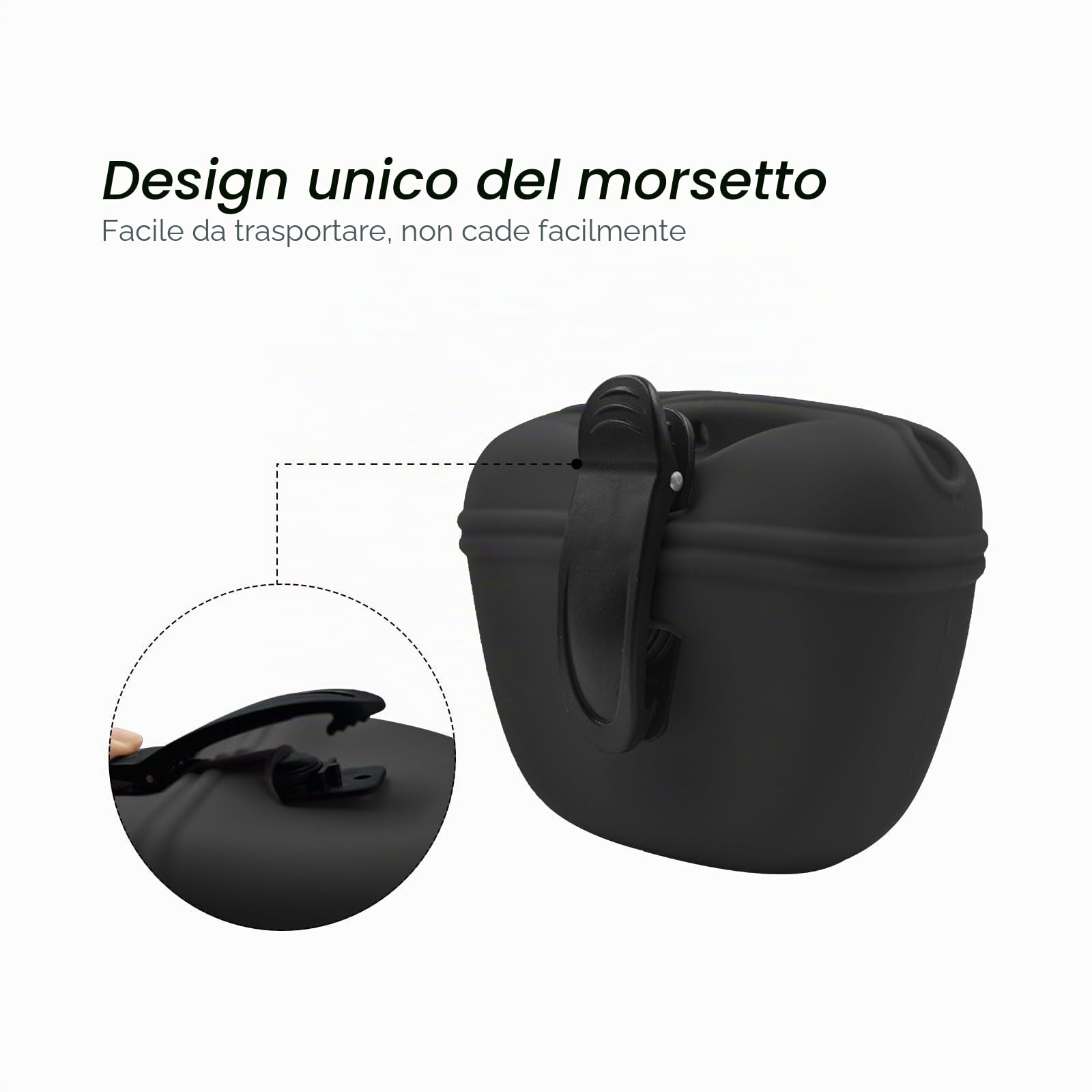 AUDWUD Custodia in Silicone per crocchette per Cani,Contenitore Portatile per l'addestramento Comoda Chiusura con Fibbia Magnetica e Clip in Vita,Senza BPA