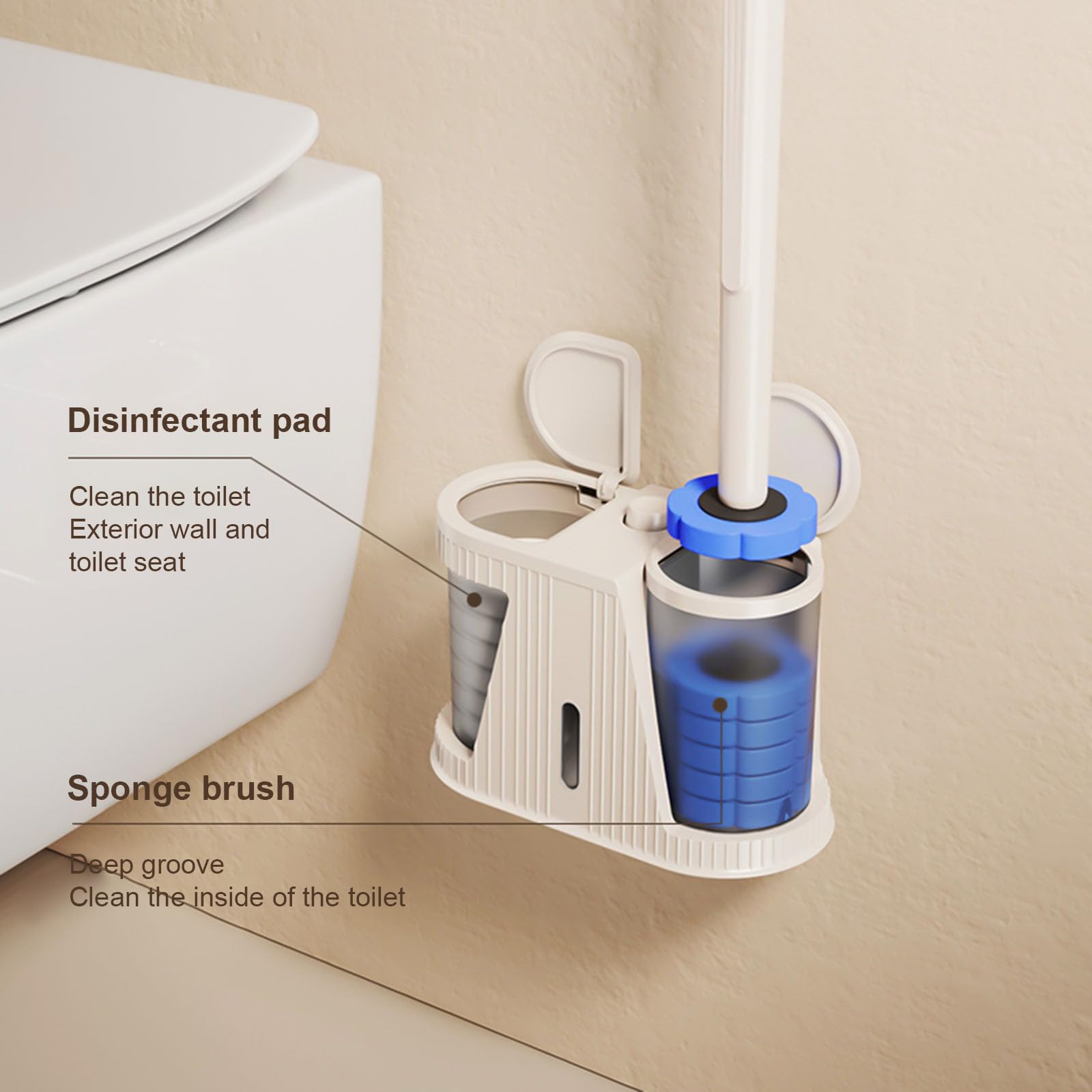 WC Schrubben Set mit Ersatzkopf Premium Badezimmer Zubehör für Haus und Hotel Gebrauch