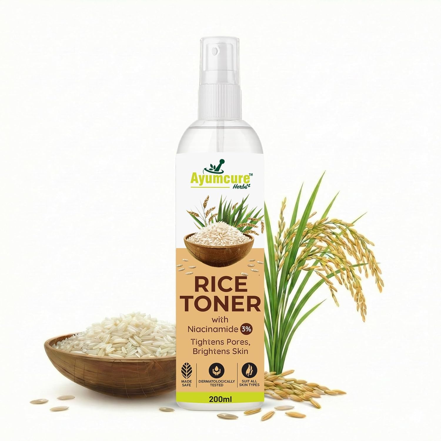 Rice Water Face Toner, Alcohol-Free Facial Mist for All Skin Types, Lightweight Hydrating Toner, 6.76 fl oz (200 ml)