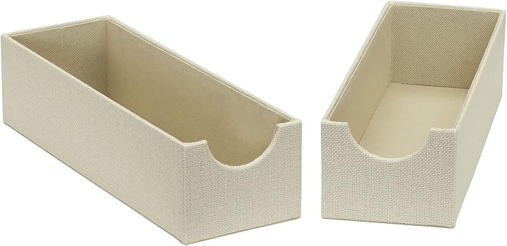 Household Essentials HardSided Narrow Drawer Organizer Tray, Cream, Set of 2