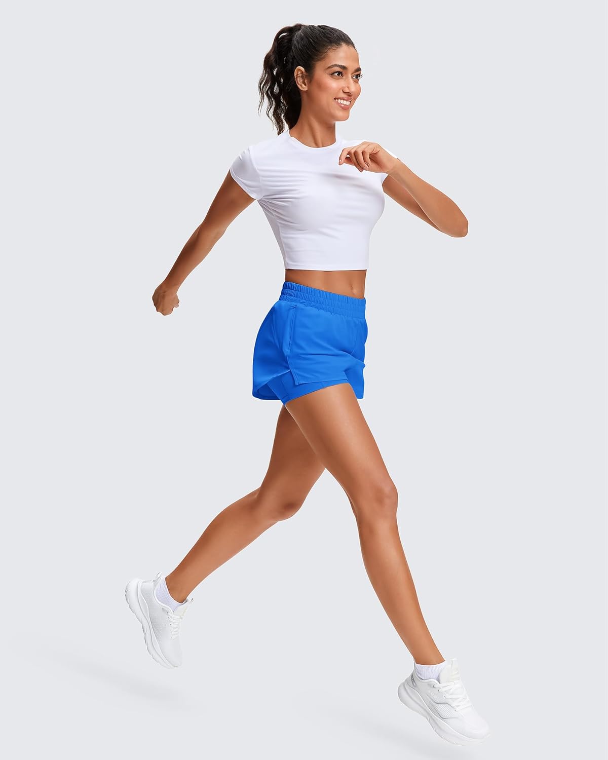 Stelle Women's 2 in 1 Running Shorts Athletic Workout Gym Shorts High Waisted Shorts with Liner Zipper Pockets - Image 8