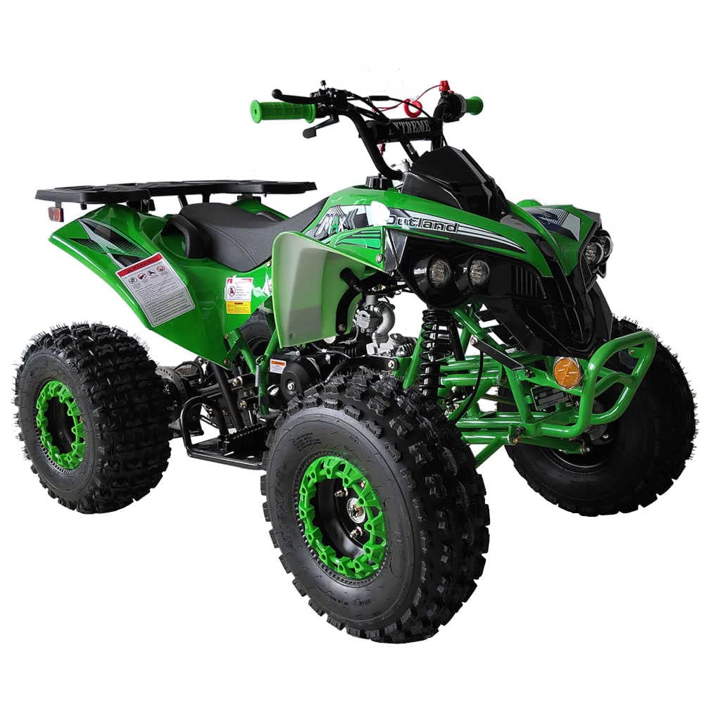 HHH Youth Upgraded 125cc ATV Quad Utility Style, Fully Automatic with Reverse, Double Led Headlights Gas ATV 4 Wheeler Big 19/18 inches Tires (Green) - Extra Large