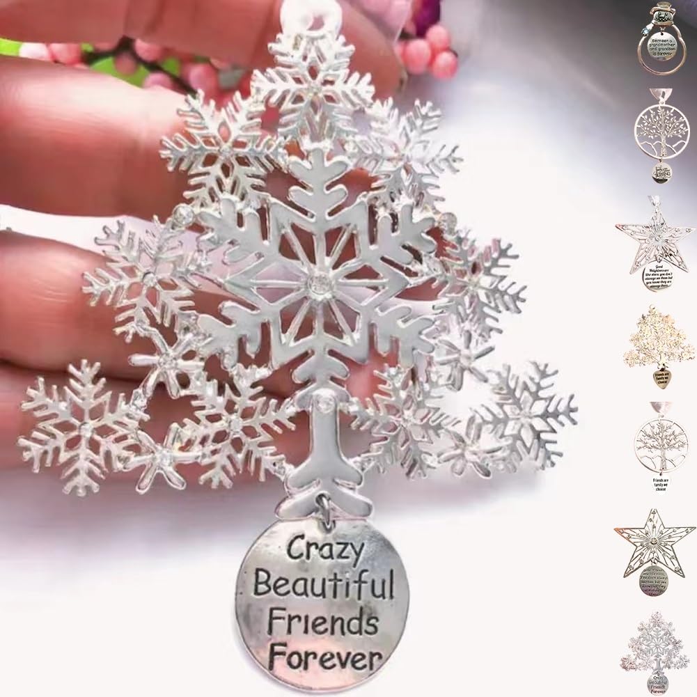 Good Neighbors are Like Stars, Christmas Hanging Ornaments-Love for Friend Family Neighbors, Friendships Snowflakes Ornaments, Snowflake Shaped Thank You Neighbor Friends Gifts(Snowflake-Round)