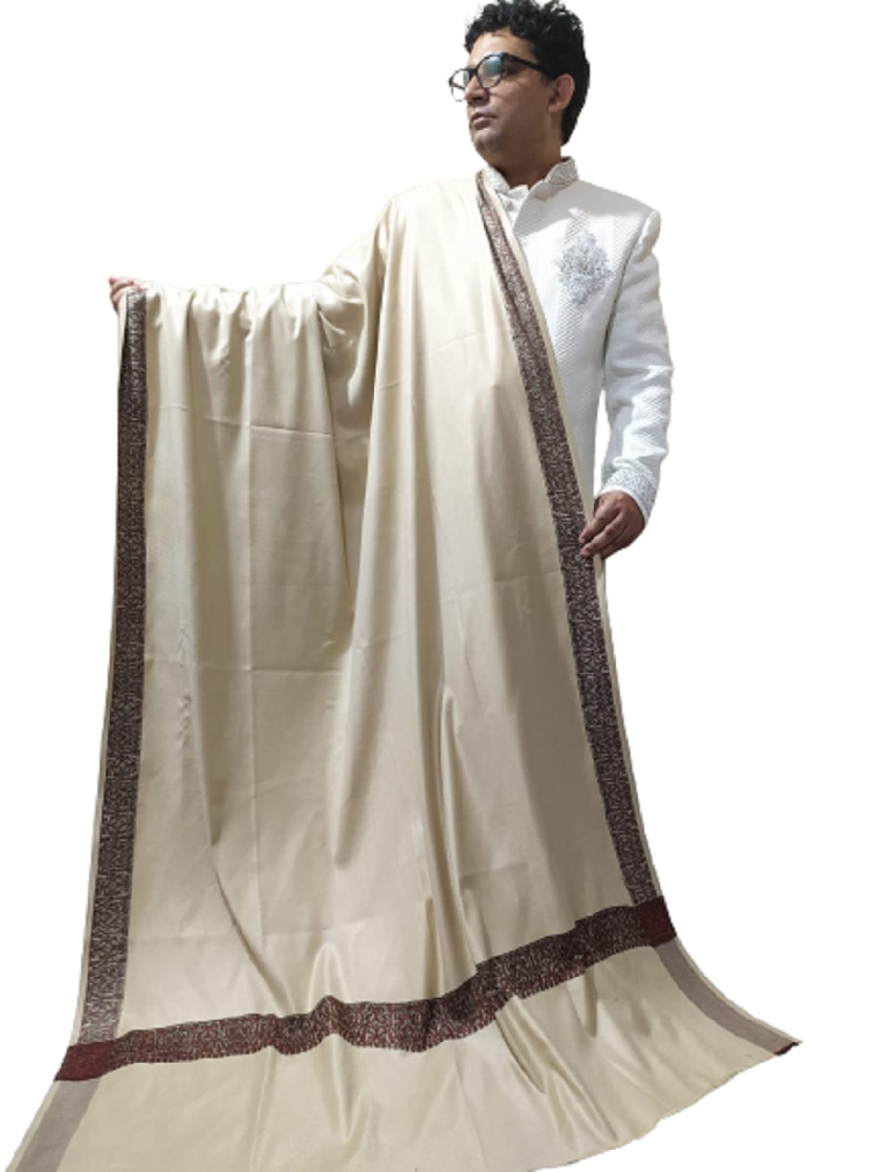 kashmir handloom handicraft KASHMIRI MEN`S LOHI/SHAWL WOOLEN [50x100] W52v-picture-29