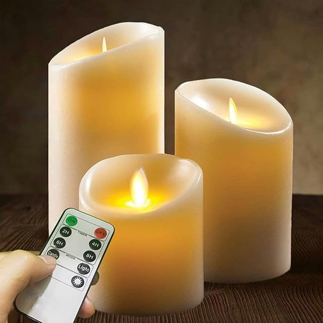 AcornSolution Flameless Candles LED Candles Set of 3 Battery Operated Candles Flickering Bulb