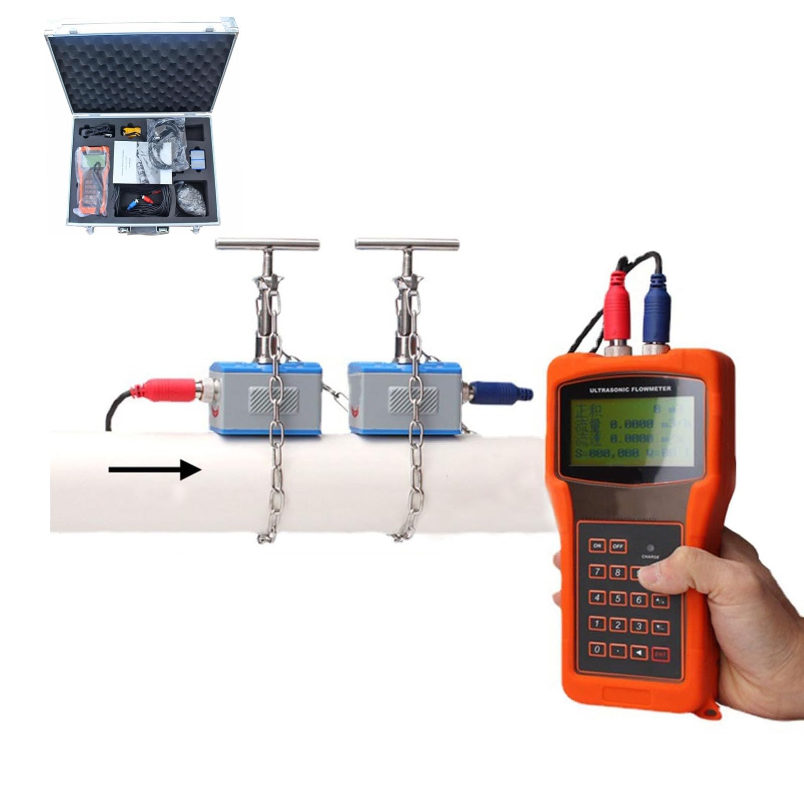 Caudalímetro Portátil De Pinza, Caudalímetro Ultrasónico De Mano Tuf-2000h, Dn50-700 Mm, 220 V, Medición Precisa, Fácil De Usar, para Uso Industrial.