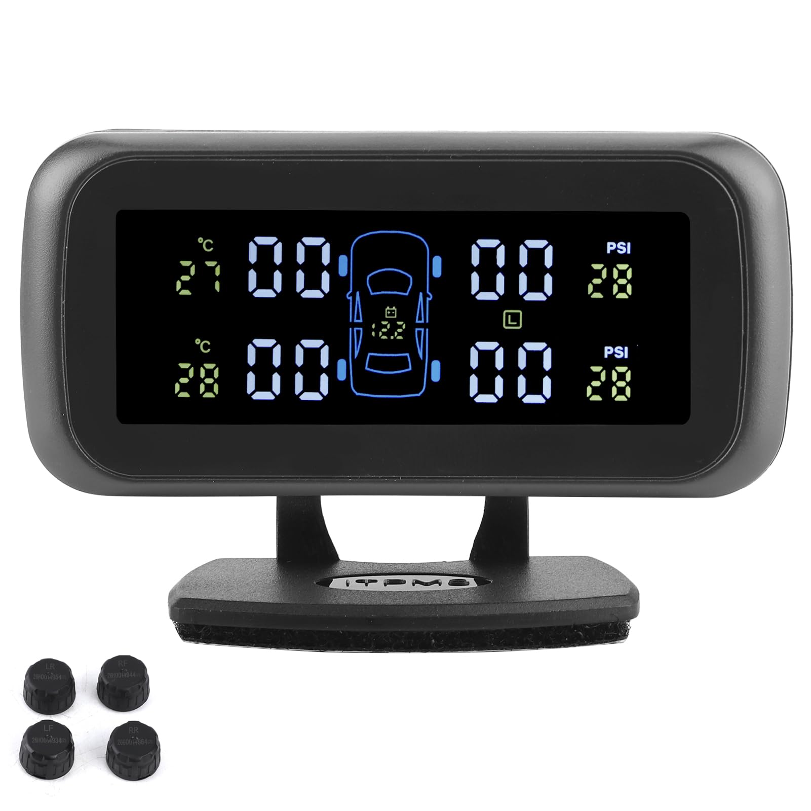 Système de surveillance la pression des pneus, jauge de pression des pneus numérique sans fil, affichage LCD, alarme fuite de pneus avec 4 capteurs, pour voitures, camping-cars et camions