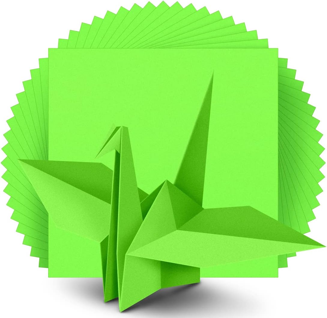 IOOLEEM Origami Paper, 200 Sheets, Fluo Green Origami
