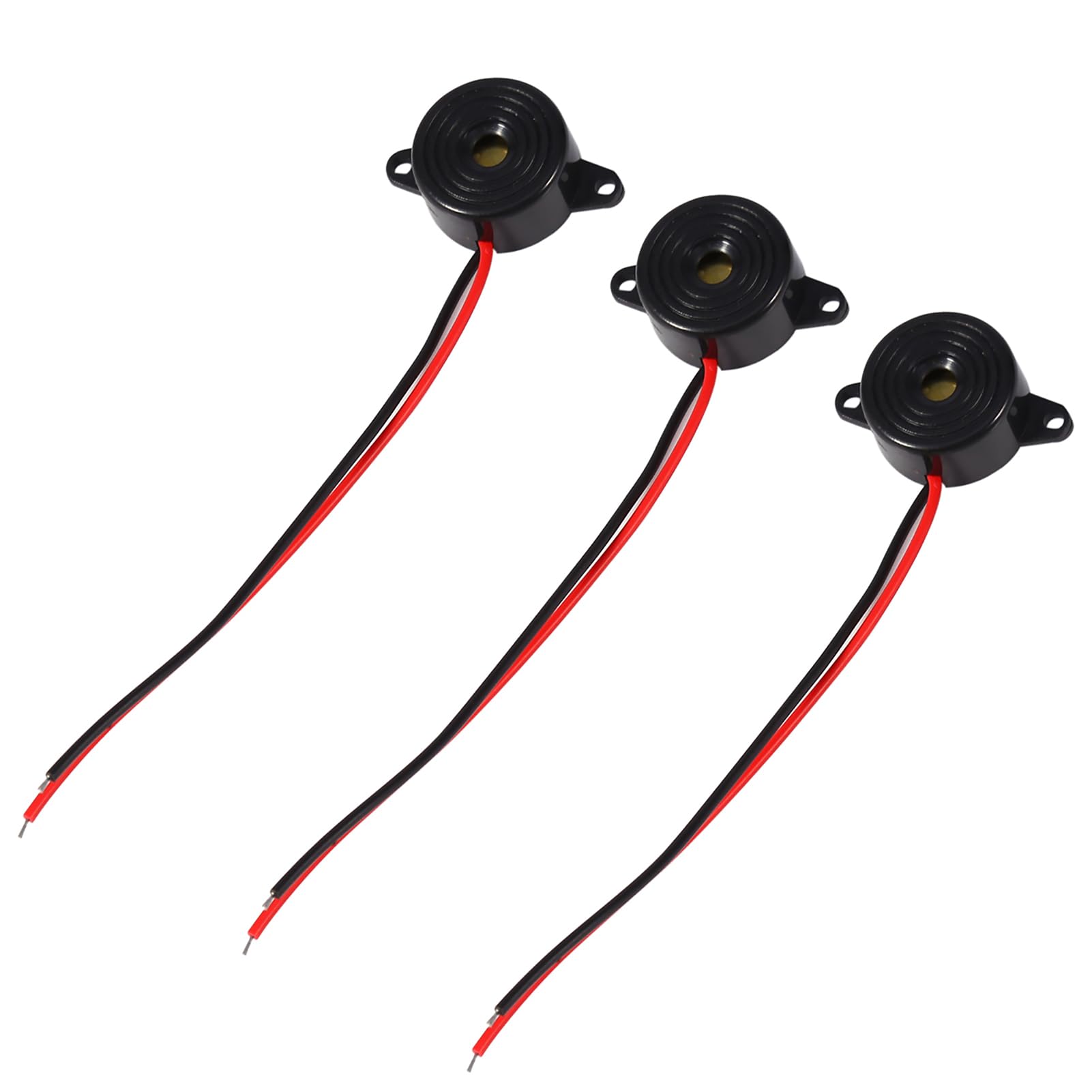Walfront 3-Pack DC 3V-24V Active Piezo Electric Buzzer Piezo Electronic Buzzer Alarm Active Buzzer Loud Continuous Sound with 100mm Sound Cable