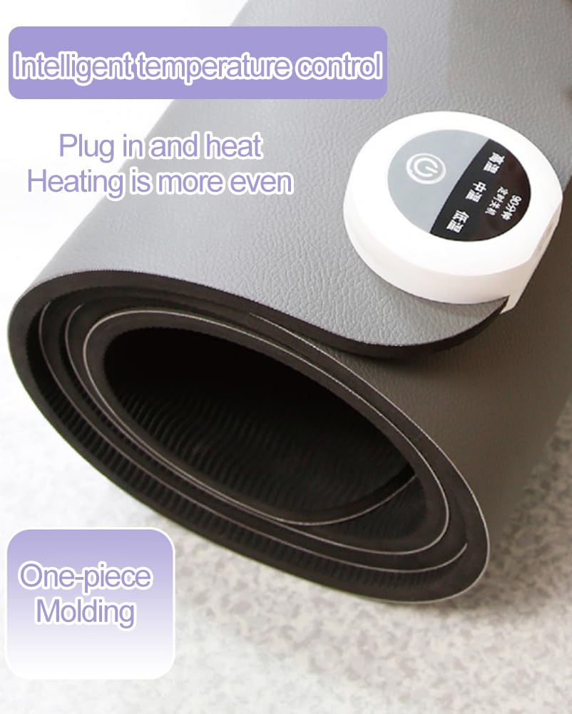 Elektrisch verwarmde yogamat, antislip yogatrainingsmat voor de winter, 8 mm dikkere TPE zachte oefenmat, workout fitness warme yogamat, temperatuur verstelbaar 10-60℃, 1-12H timer voor thuis
