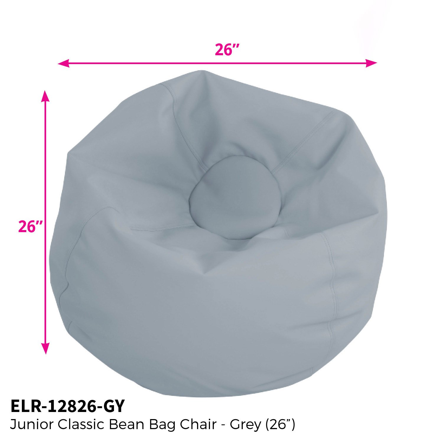 ECR4Kids Junior Classic Bean Bag, Grey (26")