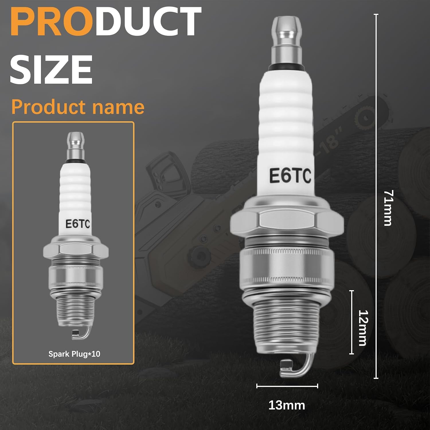 E6TC Spark Plug 10 Pack, BP6HS Spark Plug for Predator 79cc Engine Massimo MB100 CK100 SK100 Go kart, E5TC E6TC E6RC Spark Plugs Fit for 50cc 70cc 90cc 110cc Motorcycle ATV 4 Wheeler Quad Moped