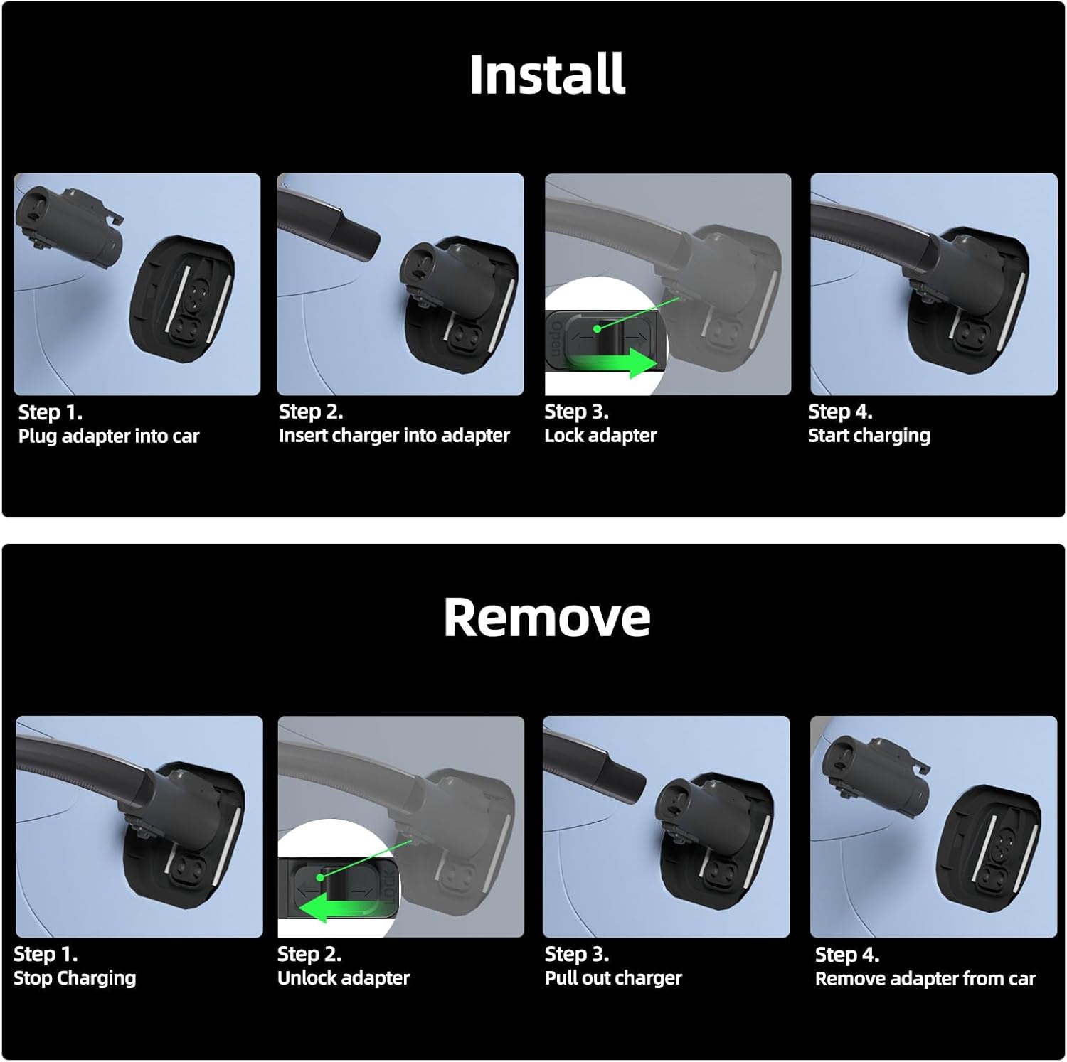 ELEGRP 80A Tesla to J1772 Adapter, NACS to J1772 EV Charger Adapter for Level 2 Charging, Compatible with Tesla High Powered Connector, Destination Charger, Mobile Connector, with Carry Bag