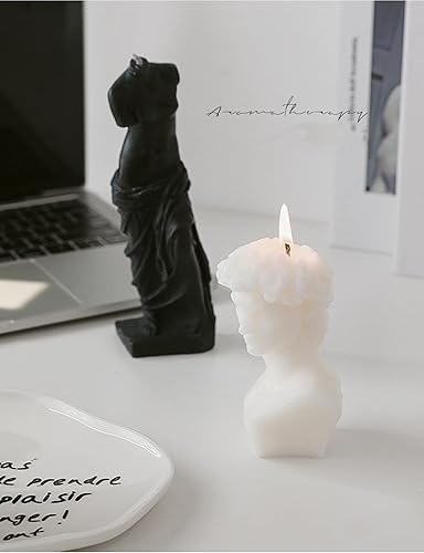 Miniatura 8 de Vela perfumada con estatua de busto de David, 3.88 oz, cera de soja con aroma griega, estética para mesa, foto, regalo de cumpleaños, perfecta para