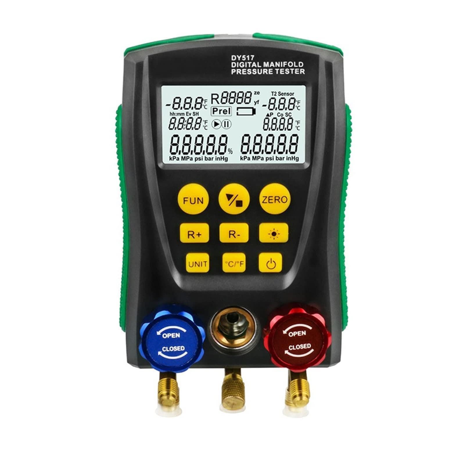 Indicador múltiple de Digitaces, DY517 Manifold Digital Pressure Gauge Refrigeration Vacuum Tester HVAC Temperature For Car