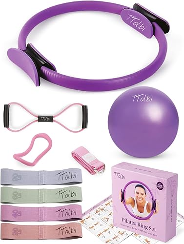 Equipo de Pilates - Juego de anillo y pelota de Pilates 10 en 1 | Kit esencial de Pilates para el hogar para mujeres y accesorios para