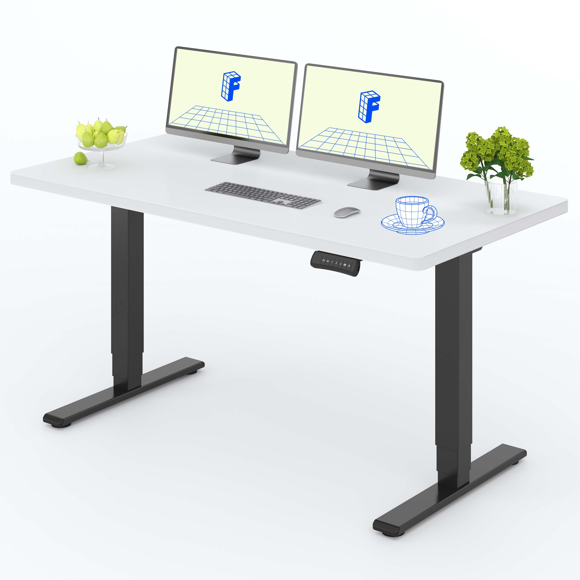 FLEXISPOT Höhenverstellbarer Schreibtisch mit 25 mm einteiliger Tischplatte, Elektrischer Schreibtisch mit Dual-Motor, 3-Fach Teleskop, 160 kg Tragkraft