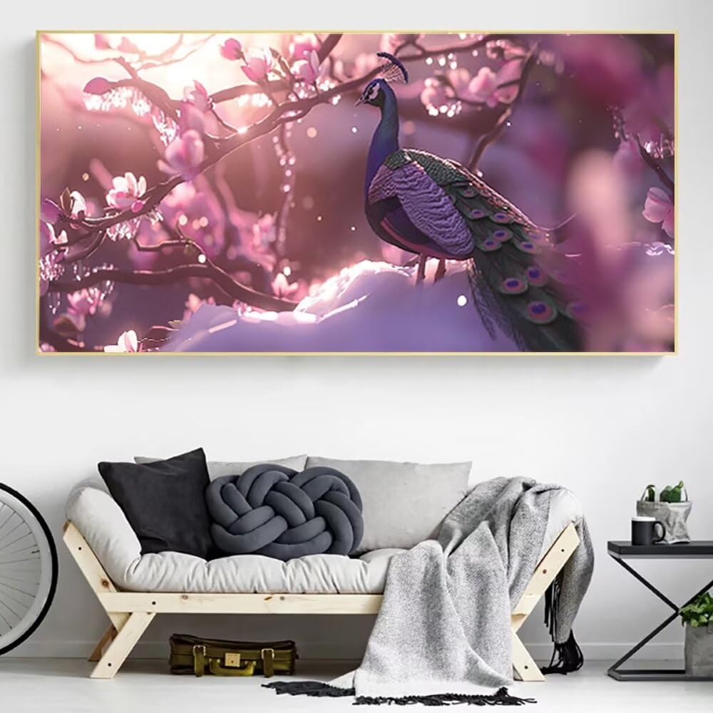 Zestawy do sztuki z diamentami ze zwierzętami, dla dorosłych, do malowania diamentami 5D, pawi, zestawy artystyczne, duży obraz diamentowy, 80 x 160 cm, DIY, okrągłe zestawy do malowania diamentowego,