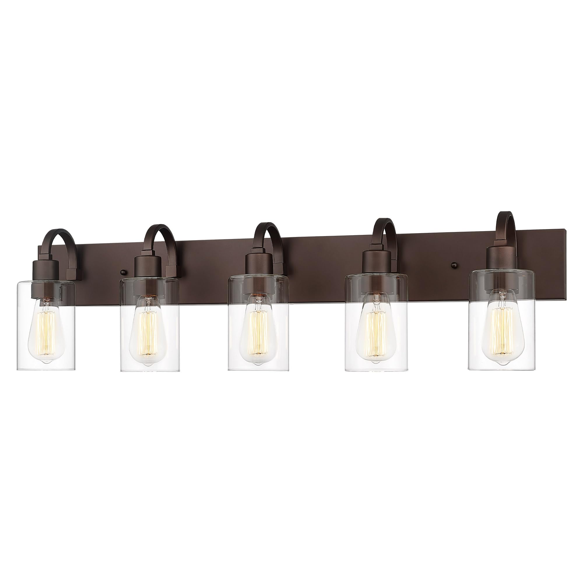 Photo 1 of ***USED - LIKELY MISSING PARTS - UNABLE TO VERIFY FUNCTIONALITY***
Emliviar 5-Light Metal Bath Vanity Lighting Fixture, Farmhouse Wall Sconce Over Mirror with Clear Glass, Oil Rubbed Bronze Finish, YCE237B-5W ORB