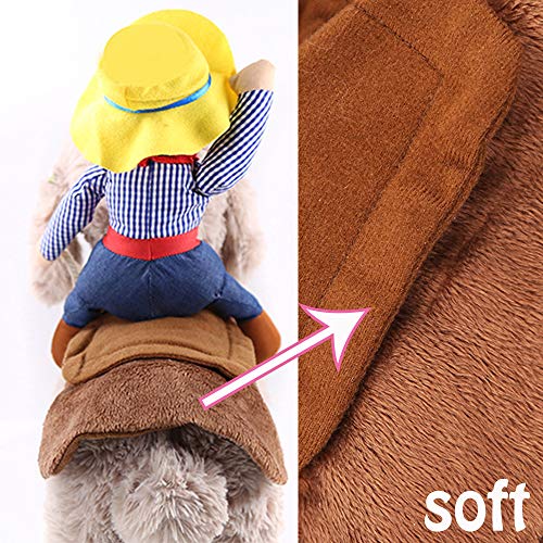 FANSU Kostüm Hund Haustier Hund Katze Kostüme, Einstellbare Cowboy Kleidung Netter Party Cosplay Dekoration Onkel Gelber Hut (XL,Brown)