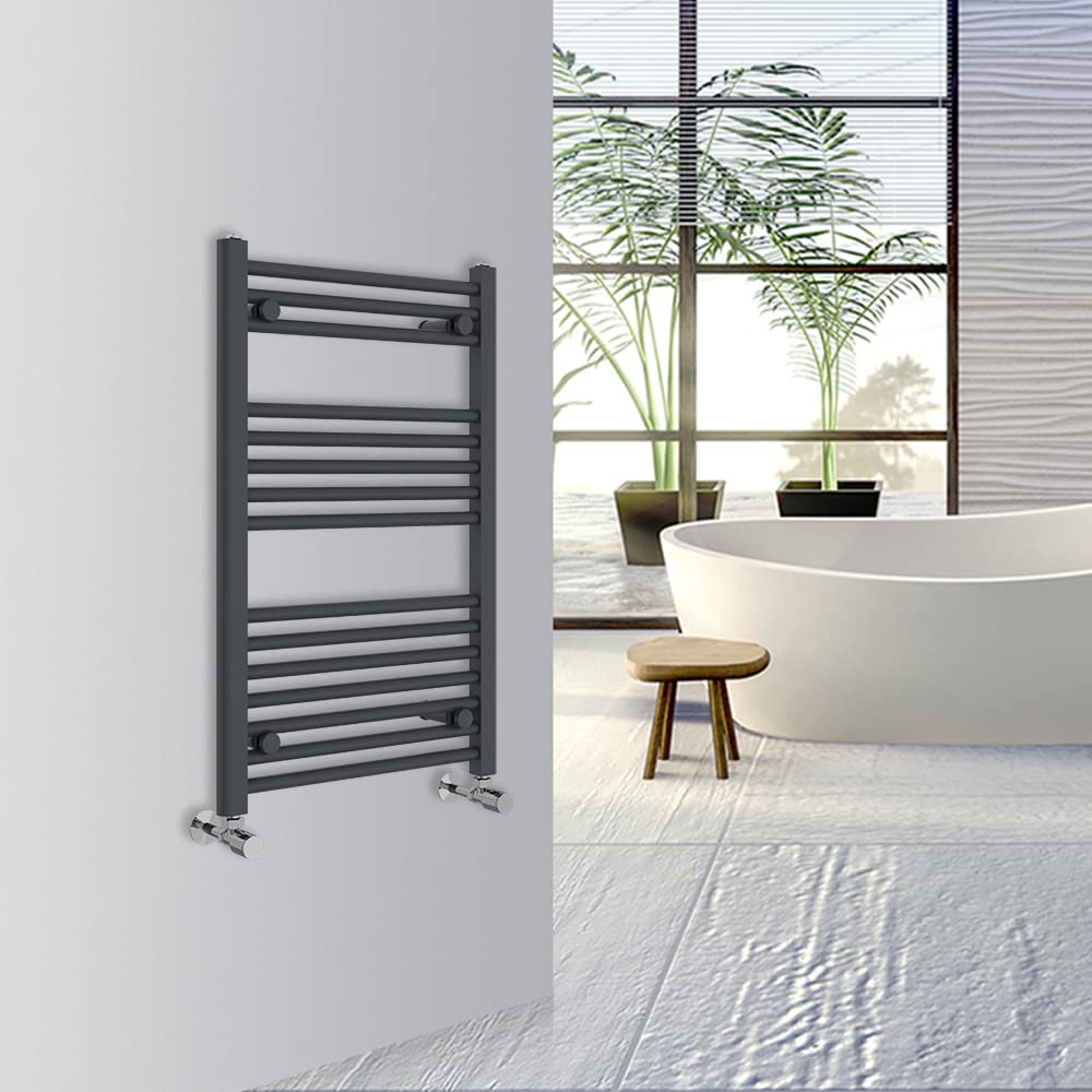 Warmehaus Straight Bathroom Heated Towel Rail Warmer Radiator Central Heating 800x500mm - Anthracite