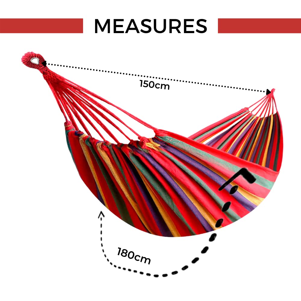 Amaca, 200 X 150 Cm, Grande, In Cotone, Per 2 Persone, XXL, Portata Fino A 200 Kg, Portatile, Con Borsa Per Il Trasporto, Per Terrazza, Cortile, Giardino