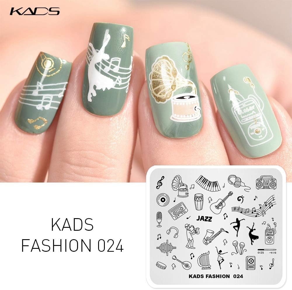 KADS Nail Art Image Stamping Plates Guitar Pattern Music Fashion Image Plates DIY Manicure Template(FA024)