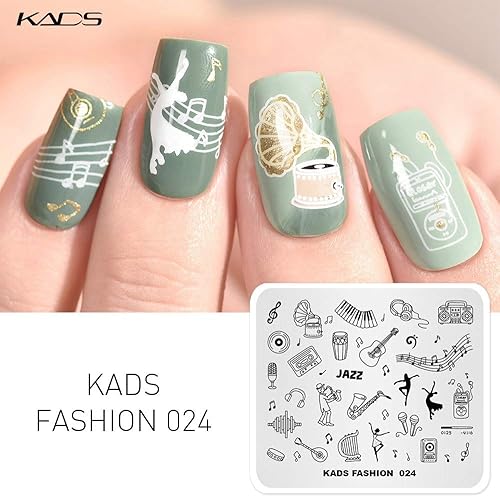 Miniatura 3 de KADS Nail Art Image Stamping Plates Guitar Pattern Music Fashion Image Plates DIY Plantilla de manicura (FA024)
