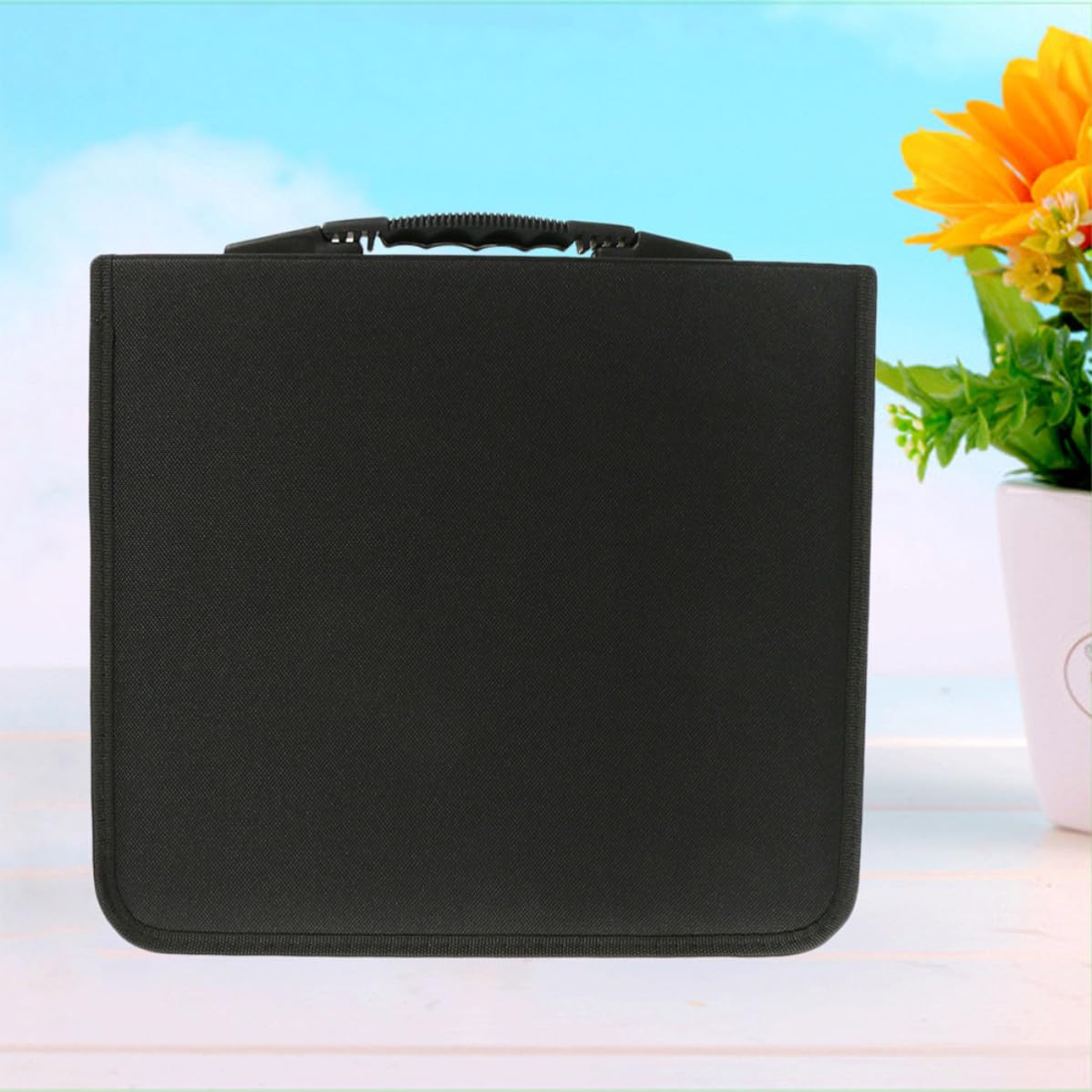 Sosoport Borsa Manico Confortevole Porta CD e Dvd in Pu e Tessuto Nero e Chiusura Lampo Capacità 320 Dischi per Trasporto Quotidiano di Film e Musica