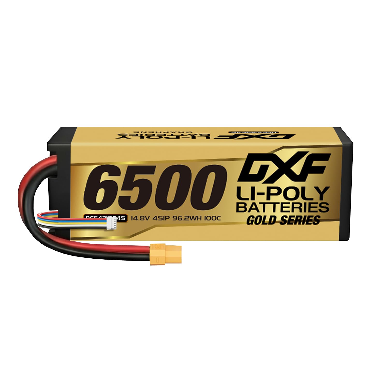DXF 15.2V Lipo 4S Battery 140C 6500mAh HardCase HV Battery with XT90 Plug for Car Truck Tank RC Buggy Truggy Racing Hobby(1 Packs)