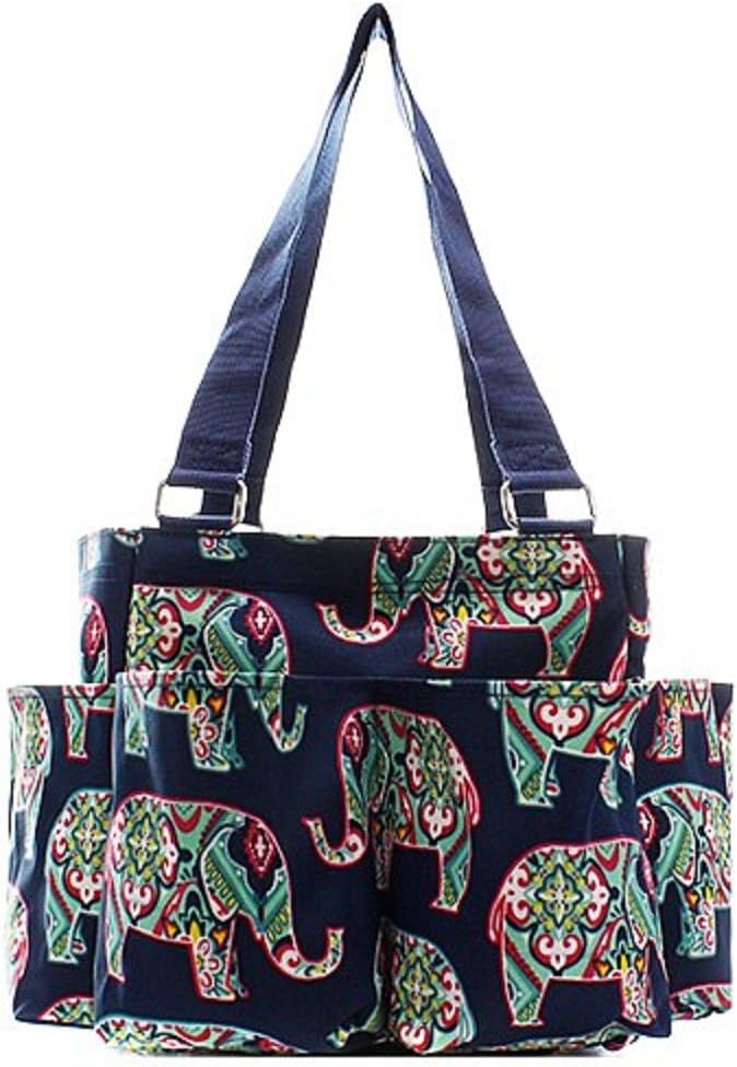 Floral Elephant Canvas Multipurpose Utility Caddie Tote Bag