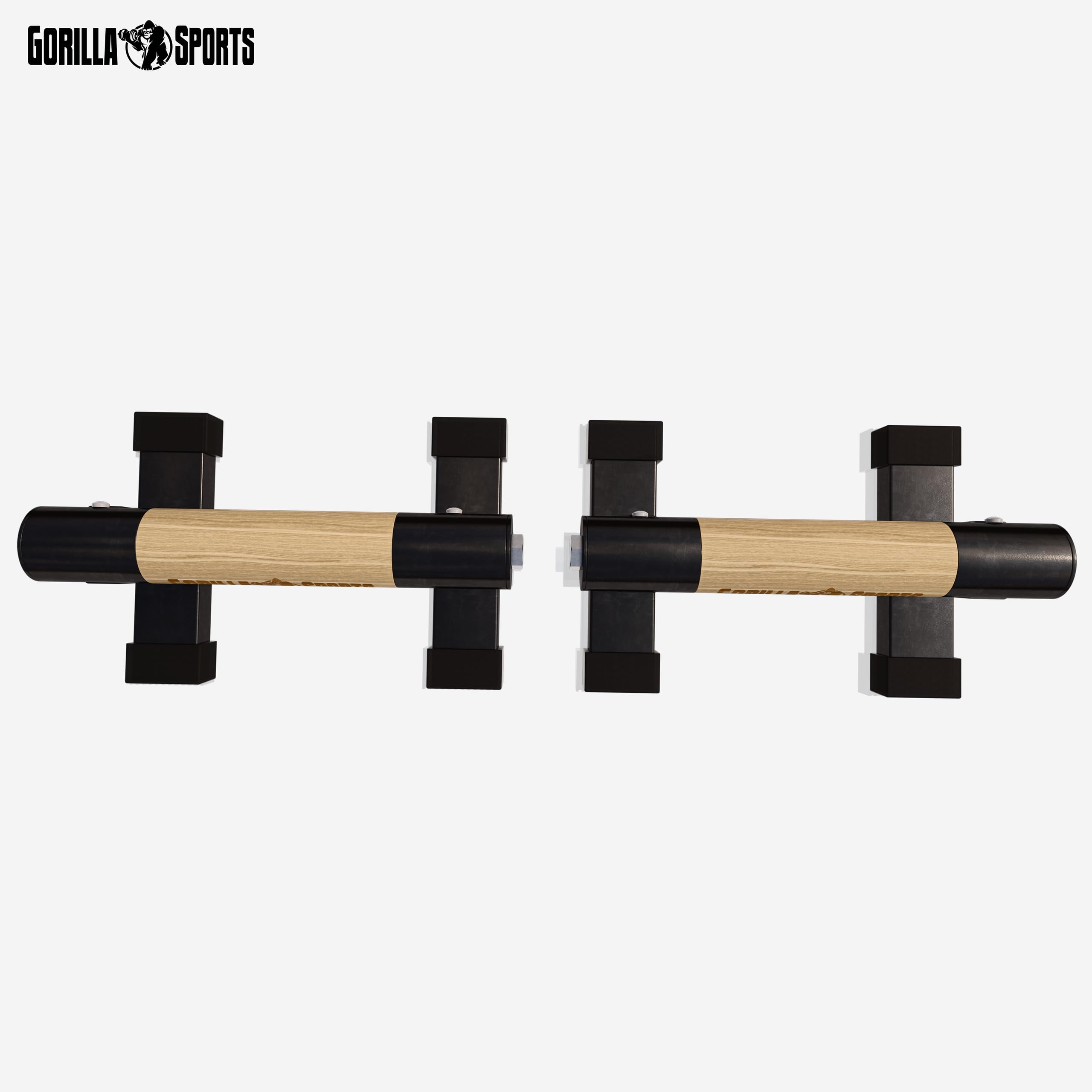 GORILLA SPORTS® Liegestützgriffe - 2er Set, aus Holz, Stahl, Rutschfest, bis 300kg, inkl. Tragetasche - Calisthenics Equipment, Parallettes, Handstand Griffe, Push Up Bars, Liegestütze Barren