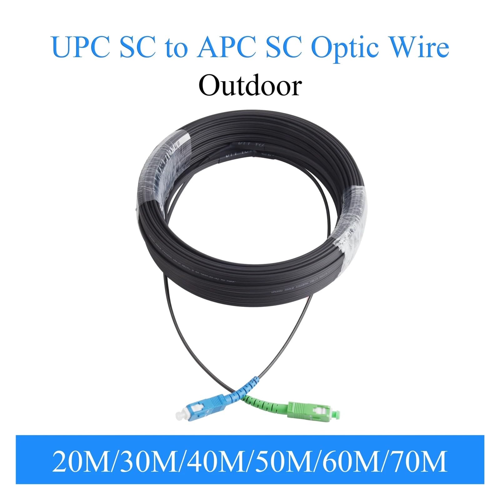 Kabel krosowy światłowodowy, Patchcord światłowodowy APC SC do UPC Jednomodowy, 1-rdzeniowy, zewnętrzny, Simplex 20–70 m(40m)