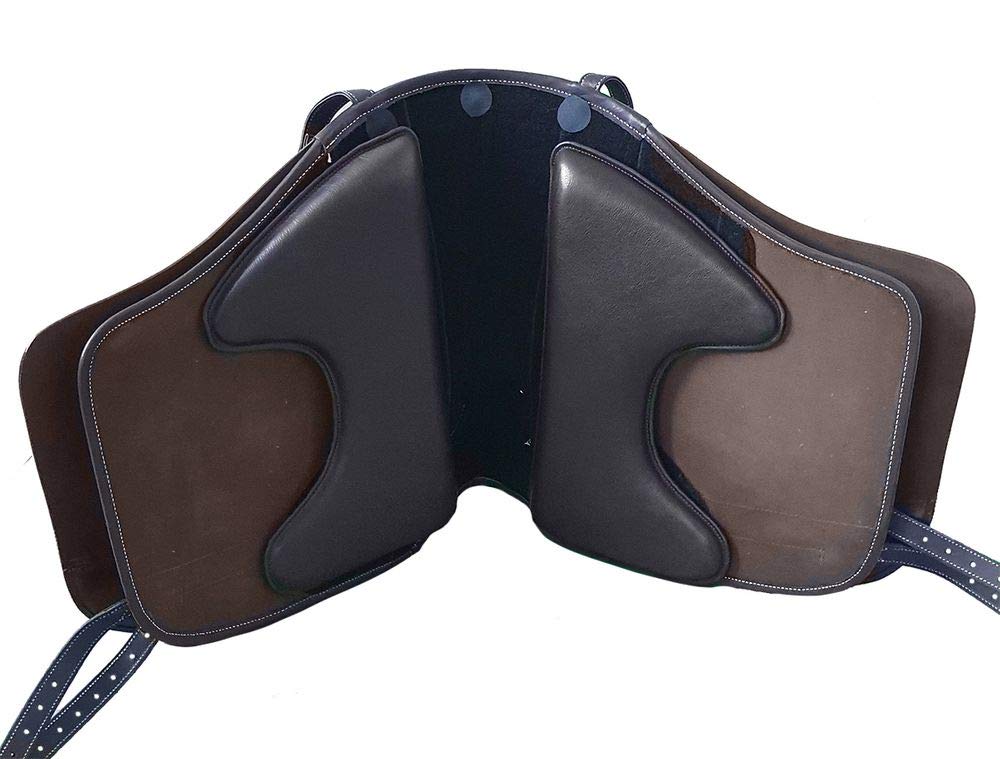 A&M Reitsport Baumloser spanischer Sattel Catalana Braun, mit weißen Nähten, Größe:32cm