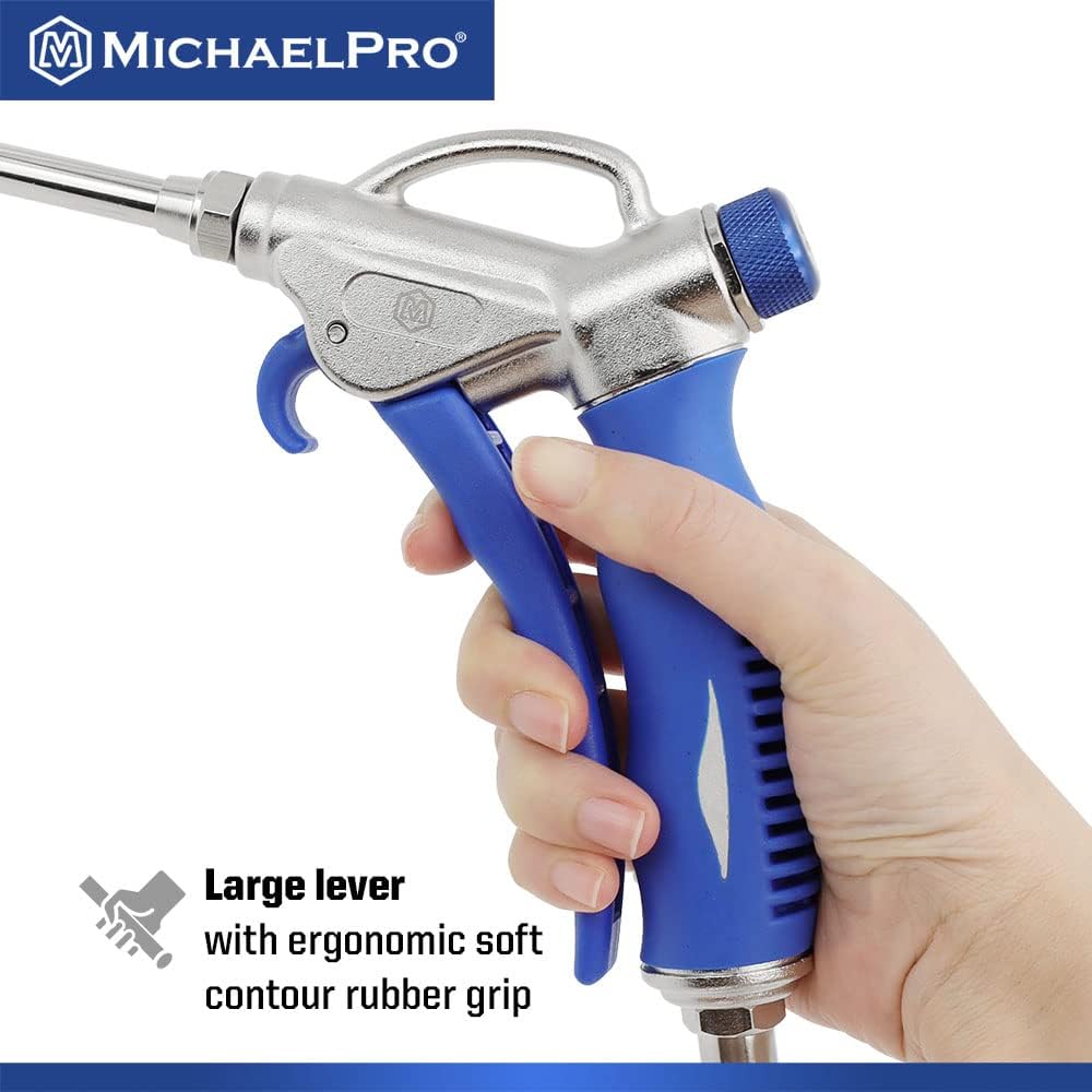 MichaelPro MP019004 2-Way Air Blow Gun | High-Pressure Debris Remover, Extra Long Nozzle for Narrow and Hard-to-Reach Spaces