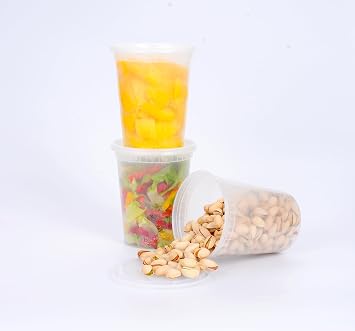 [32 OZ, 40 Sets] Plastic Deli Food Storage Containers with Airtight Lids | Microwave-, Freezer-, Dishwasher-Safe | BPA Free | Heavy-Duty | Meal Prep | Leakproof | Recyclable
