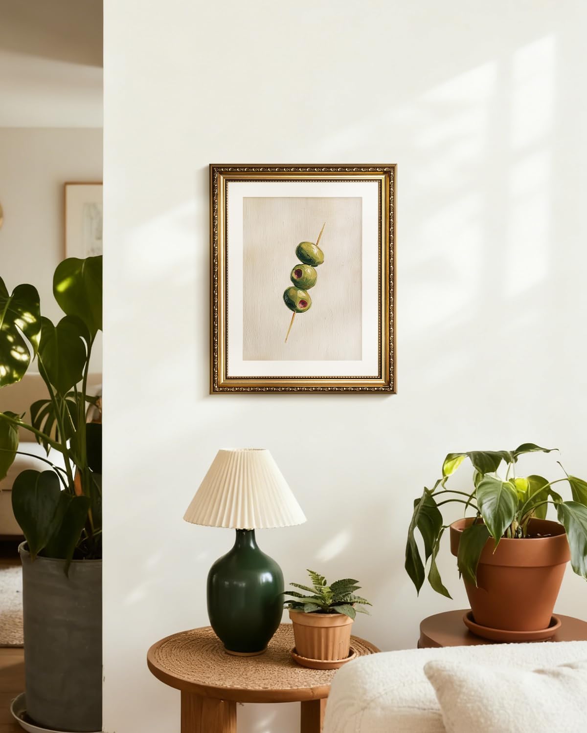 InSimSea Gold Framed Wall Art, Living Room Vintage Olives Oil Painting Wall Shelf Decor, Still Life Canvas Print Art, Home Farmhouse Decor, Antique Paintings with Picture Frame 13x16inch