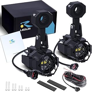 LEDUR Auxiliary Lights for Motorcycle R1200GS F800GS Fog Lights 40W 6000K Spot Driving Fog Lamps Turn Signal DRL Compatible with R1200GS F800GS K1600 KTM Fits Universal Motorcycle Spot Driving Fog