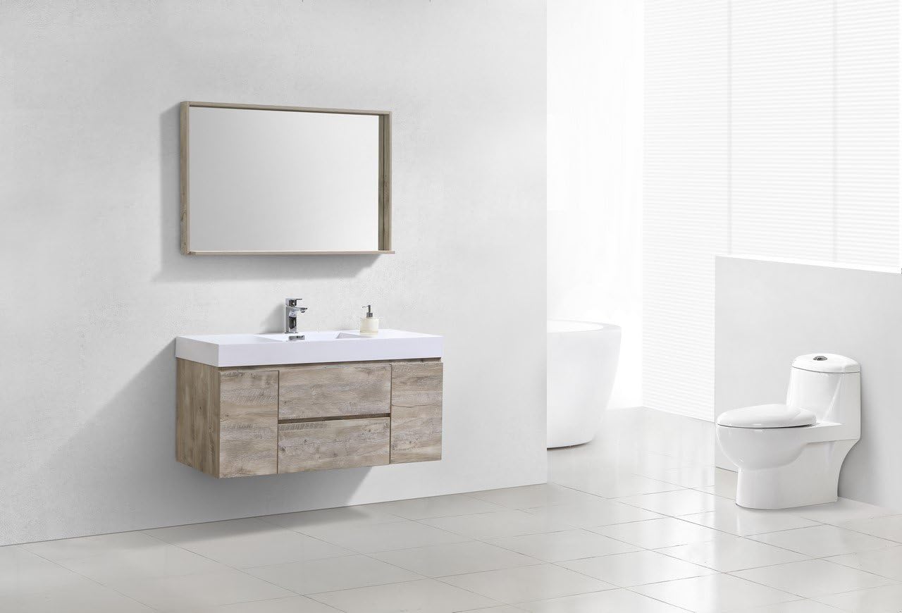 Kube BSL48-NW Bliss 48" Nature Wood Wall Mount Modern Bathroom Vanity