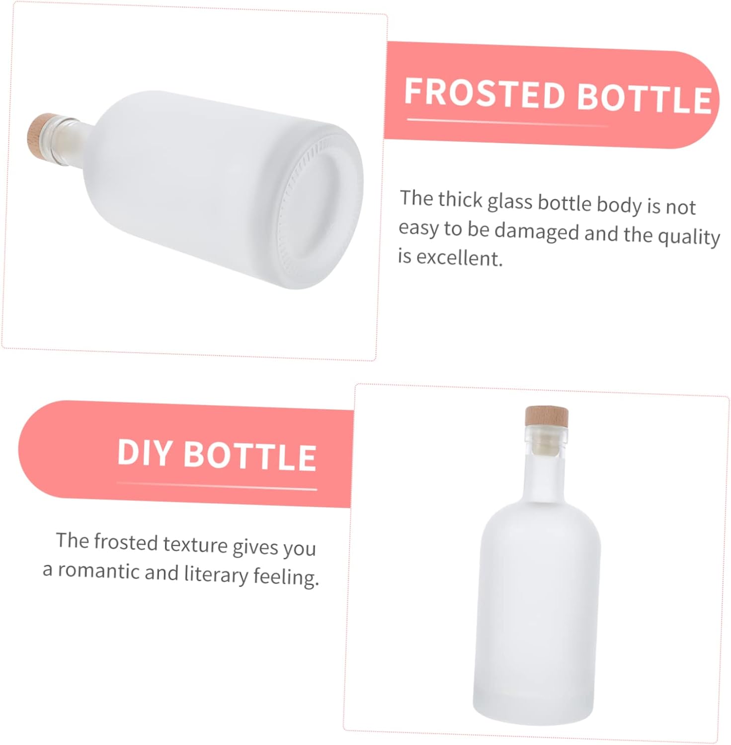 2Pcs Refillable Frosted Wine Bottles for DIY Fruit Wine Empty Beverage Containers Lids for Home Brewing and Craft Projects