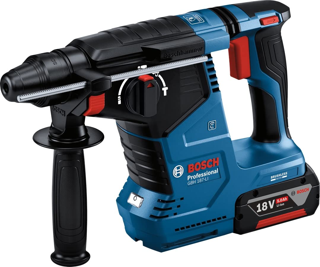 Bosch Professional GBH 187-LI Akülü Kırıcı Delici (18 Volt, 1x5,0 Ah Akü, Şarj Cihazı, 2,4 J, Betonda Delme Çapı: 24 mm, Plastik Çanta)